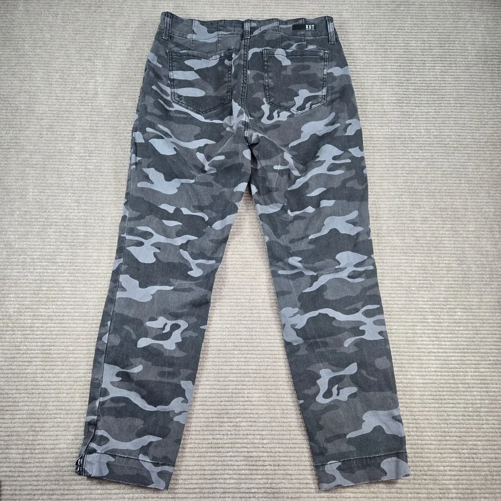 Kut from the Kloth Women‎ 10 Grey Camo Reese Ankle Straight Leg Utility Pants